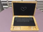 Wooden Pretend Play Laptop Chalkboard Screen Kids Toy Solid Wood