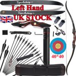 60" Left Hand Recurve Bow 25-50lb Laminated Limbs - Archery Target Hunting Set