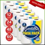Gentille Kitchen Roll Twin 3PLY Towel Paper Rolls Strong Absorbent Durable White