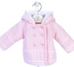Baby Girls Knitted Jacket Hooded Cable Design Traditional Coat Dandelion Pink