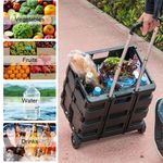 45L Folding Boot Cart Shopping Trolley Fold Up Storage Box Wheels Crate Foldable