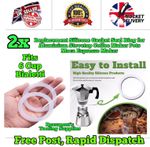 2x 6 Cup Espresso Coffee Pot Sealing Ring Silicone Stove fits Bialetti FREE POST