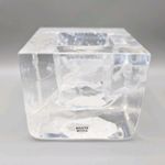 Kosta Boda Art Glass Clear & White Heavy  Candle Holder
