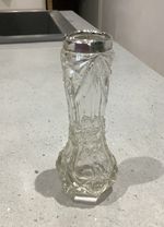 Antique Sterling Silver Collar & Cut Glass Spill Vase. W H Sparrow. London 1906.