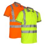 Hi Viz Vis Short Sleeve Polo Shirt High Visibility Reflective Tape Work T-Shirt