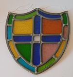 Vintage Shield Shaped Stained Glass Window