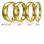 Tungsten Gold Wedding Band Ring Men Women 2mm 4mm 6mm 8mm Comfort Fit Polished