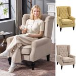 Retro Accent Chair Wingback Armchair with Wood Frame for Living Room