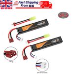 2x Airsoft 11.1V 1400mAh 30C LiPo Battery with Dean Style Connector T Plug Model