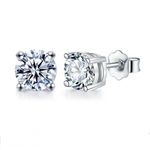 1ct Earrings White Gold Diamond Test Pass Lab-Created VVS1/D/Excellent Round Cut