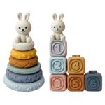 Kyoot Rabbit Twin Set Incl Silicone Stacking Ring and Building Blocks Baby Toys