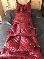 Leather Quilted BDSM Suit Full Body Bondage Restraint Bag Hooded Fetish Gear
