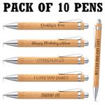 Personalised Bamboo Pen Gift Laser Engraved Custom Name Natural Wood 10 Pcs Pens
