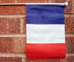 FRANCE HAND WAVING FLAG medium 9" X 6" wooden pole flags FRENCH PARIS FRANCAIS