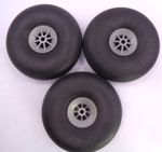 Plastic Hub Rubber tyred Wheels 3" OR 75mm quantity of 3 Rubber tyred new