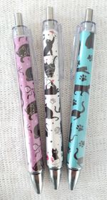 Chunky Cat Pens - Pack of 3 - Black Ink / Retractable Nib