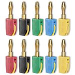 10 Professional Banana Plugs HiFi Pro Quality 24K Gold plated Red/Black UK