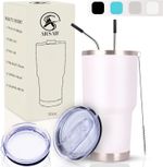 30oz Insulated Stainless Steel Travel Tumbler Hot & Cold Drinks With Lid & Straw