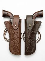 Genuine Leather Gun Holster Cowboy Western Embossed Floral Revolver Right Hand
