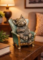 Sleeping French Bulldog in Armchair Figurine | Dog Statue | Cute Home Decor