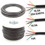 5 Core Cable 12v 24v Thin Wall Wire (14A 16.5A 25A) Trailer LED Lights etc