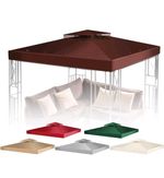 Flexzion Gazebo Cover Replacement Canopy Top (3.6m x 3.6m) - Double Tier