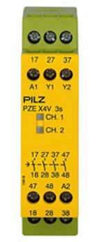 Pilz PZE X4V 3s Safety Relay 24V DC 4PST DIN Rail w/ Indicator Light