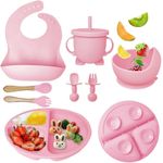Set of 8 Silicone Baby Feeding Set Led Weaning Supplies BPA Free Self Eating New