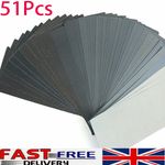 51Pcs Wet and Dry Sand Paper Mixed Assorted Grit 120-7000 Car Paint Sandpaper UK