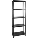Garage Storage Shelves Black Plastic Shed Office 3 4 or 5 Tier Shelving Unit Set