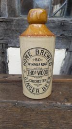 A Nice Thos Wood Colchester  Wimpole Road Doulton Ginger Beer Bottle