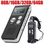 Digital Voice Recorder Dictaphone Audio MP3 Player Sound Voice Recording 8-64GB