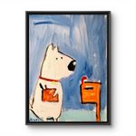 Original Art Dog 9 x 12 Abstract Expressionist Hand Painted Canvas By Aleph