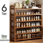6 TIER NATURAL WOODEN BAMBOO SHOE RACKS STORAGE ORGANISER STAND SHELF UNIT HOME