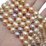 Natural Luster 9-10mm South Sea Multicolor Baroque Keshi Pearl Loose Beads 15"