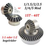 1/1.5/2/3/4/5 Mod Bevel Gear 15-40T Transmission Gears Bevel Teeth 90° 45# Steel