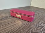 Hand & Lock Small Pink Leather Embroidery Case Marked Sewing Craft Storage Case