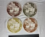 Set of 4 Vintage Jersey Pottery Cork-Backed Trivets Coasters Cow & Calf Design