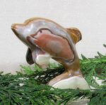 Solid Onyx Leaping Free-standing Dolphin, 3 inches high, Free UK Postage (D2a)