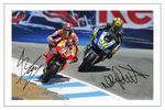 MARC MARQUEZ & VALENTINO ROSSI SIGNED AUTOGRAPH PHOTO PRINT MOTO GP