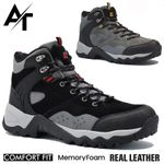 MENS LEATHER WATERPROOF MEMORY FOAM HIKING WALKING ANKLE WINTER TRAINERS BOOTS