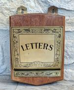 Antique Arts & Crafts Brass Quarter Sawn Oak Gentleman's Single Wall Letter Rack