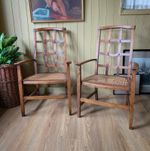 Pair Of Arts And Crafts Oak Fireside Chairs