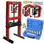 6 Ton Workshop Press Machine Hydraulic Bench & 10 Wheel Bearing Bushing Seal Set