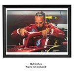 Lewis Hamilton Hand Signed Ferrari 12x8 Car Driver Head Shot Photo PSA QO & COA