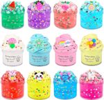 12 Pack Slime Kit - 8 Clear & 4 Fluffy Butter Slime, Peach Jelly Cube Crunchy C