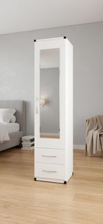 Ready Assembled Modern White 1 Door Wardrobe Mirror Drawers Shelf & Hanging Rail