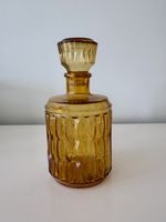 Vintage Retro Amber Glass Decanter Bottle With Stopper Art Deco Bar Barware 