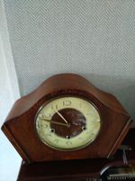 SMITHS SANDILAN ART DECOR WESTMINSTER CHIME 8 DAY MANTLE CLOCK WORKING KEY V G C