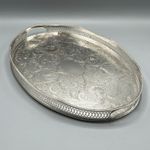 Vintage Silver Plated Gallery Serving Tray Handles Cocktail Drinks Tea English